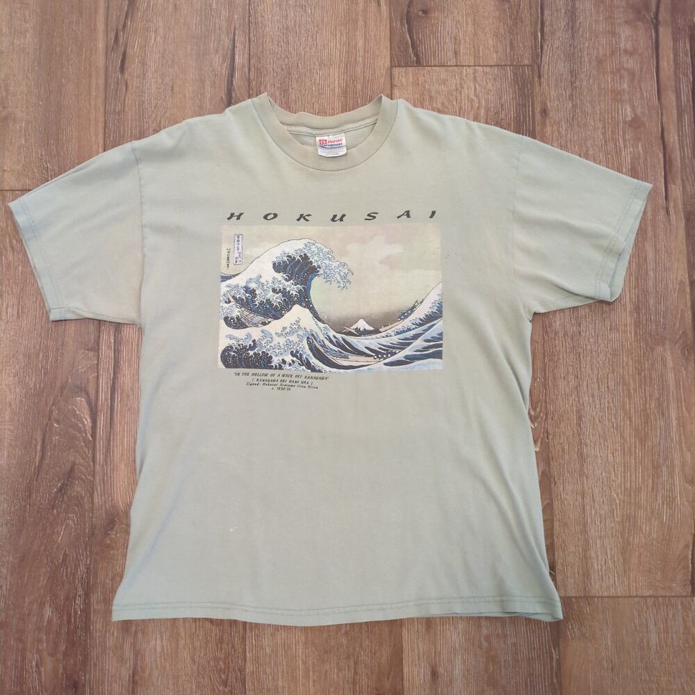 VTG Hokusai Adult Large Big Wave‎ Shirt Kanagawa Japan Ocean Surf Skate Fade Art